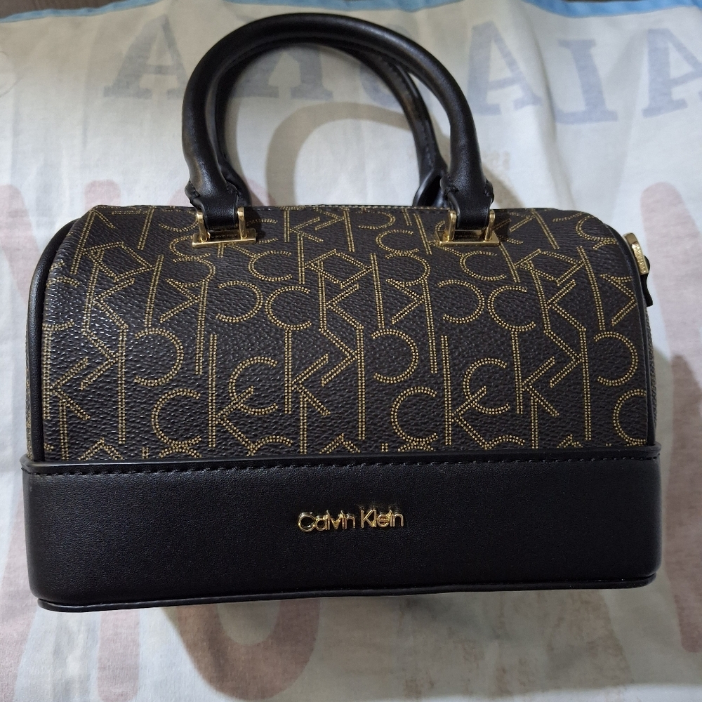 Calvin Klein Signature Black and Brown Satchel/Crossbody
